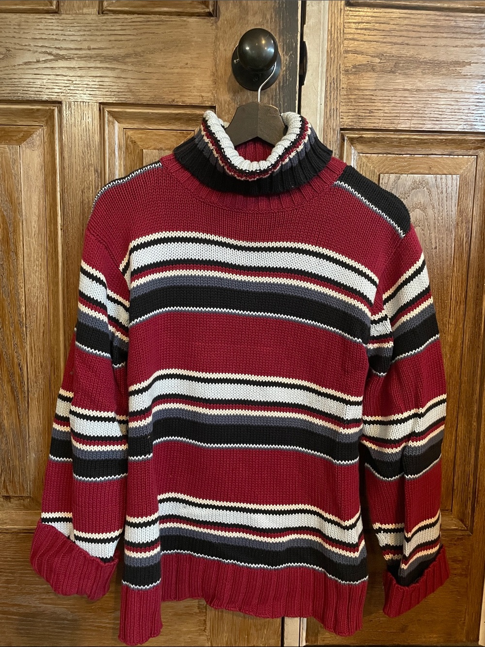 Women’s Columbia Sportswear Red Striped Turtleneck Sweater